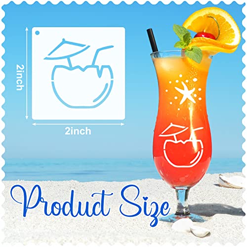 Fainne 100 Pcs 2 Inch Summer Stencils Small Stencils for Painting | Reusable Craft Stencils, DIY Scrapbook, Wood Wall Fabric Rock Chalkboard Sign Painting, Home Art Decor Projects - style: Hawaiian Style