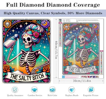 HHMATITS Skull Diamond Art Kits for Adults, Diamond Painting Kit 12x16IN - color: Skull