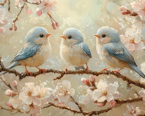 Clendo Bird Paint by Numbers Kit for Adults Beginner, Adult's Paint by Number Kits On Canvas, DIY Oil Painting Kits for Home Wall Decor 16x20 Inch - color: MT22666