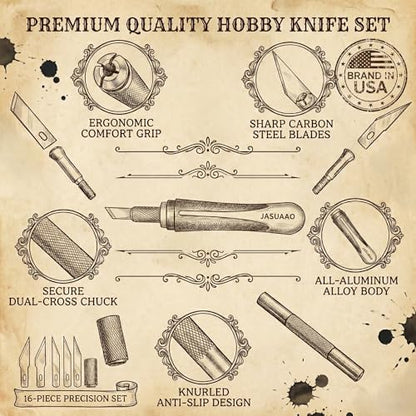 Exacto Knife Set, Precision Craft & Hobby Knives, 16-Piece | 10 Blades & 3 Handles in Magnetic Storage Case, Ergonomic Maker Kit for Scrapbooking, 3D Print Cleanup, Architecture Modeling