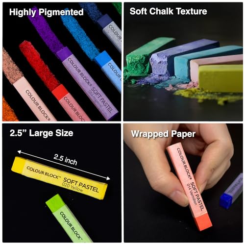 COLOUR BLOCK Soft Pastels for Artists - 80 Colors Square Chalk Soft Pastels Art Set in CARBON Box - Vibrant Pigments Art Kit for Painting, Drawing, Sketching, Hobbyist. - style: 80 Colors Soft Pastel Set – Paper Case