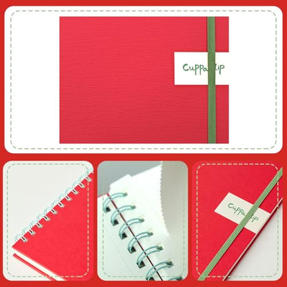 CuppaClip Watercolor Paper 9"x8.5" 300GSM 140LB Spiral Bound Cotton Water Color Pad Cold Press Inner Pocket Art Supplies (Red) - color: Red