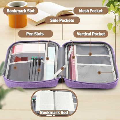 Bible Cover Bag With For Women Men Scripture Study Carrying Book Cover - color: violet