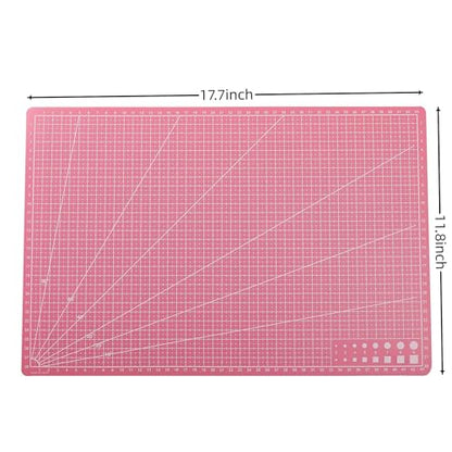 New A3 Double Side Craft Cutting Mat Cutting Board Sewing Pad Artist Carving Tools Handmade Crafts DIY Props (Pink) - color: Pink