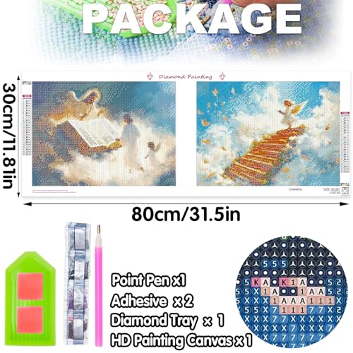 Bimkole Large Diamond Art Kits for Adults Angel, Full Drill 5D DIY Rhinestone Embroidery Set Paint with Diamonds Art Jesus by Number Kits Cross Stitch Home Wall Craft Decoration 31.5x11.81 Inch - color: Angel Jesus