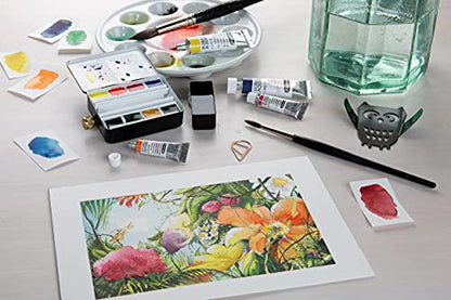 Schmincke Horadam Aquarell Half-Pan Paint Metal Set with Water Container, Set of 8 Colors (74408097) - size: 1 Count (Pack of 1)