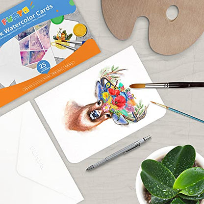 Funto 5x7 Blank Watercolor Cards and Envelopes, 50 Cards+50 Envelopes - style: 5x7 Cards and Envelopes