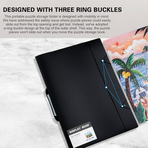 Large 18"x24" Art Portfolio Heavy Duty Binder with Plastic Sleeves, Portfolio Folder with Protectors, Bring a Portable Handle 500-Pieces Puzzle Storage Book and Poster Binder