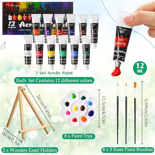 Cholemy 36 Pcs Paint and Sip Kit Gift for Adults 8''x10'',Animal | Pre Drawn Canvas, Painting DIY Afro Acrylic Painting Kit, Wood Easel Brushes, Date Night Bulk, Summer Halloween Party - style: Animals