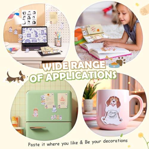 Hommie Cute Sticky Notes, Dog Sticky Notes Set Planner Dividers Self-Stick Notes Pads Animal Divider Tabs Bundle Writing Memo for Dog Lovers Office School Supplies - color: Dog(yellow Background)