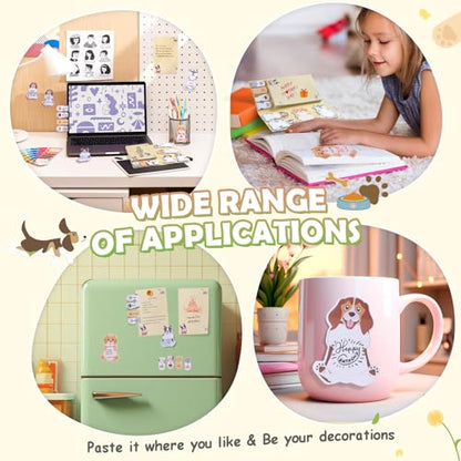 Hommie Cute Sticky Notes, Dog Sticky Notes Set Planner Dividers Self-Stick Notes Pads Animal Divider Tabs Bundle Writing Memo for Dog Lovers Office School Supplies - color: Dog(yellow Background)