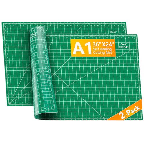 2-Pack 24"x36" Self-Healing Sewing Mat: Large Double-Sided Green 5-Ply Hobby Mat, A1 Rotary Cutting Mat for Sewing, Quilting & Fabric Crafts - color: Green, size: 24" x 36"（2-Pack）