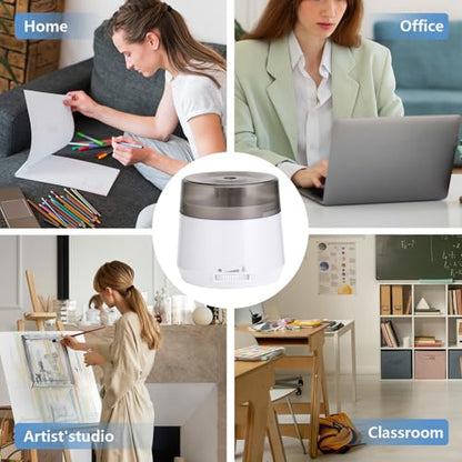 Electric Pencil Sharpener, Dual Power USB Battery Operated, Portable Design for 6-8mm Pencils, Home School Office Use (White) - color: White