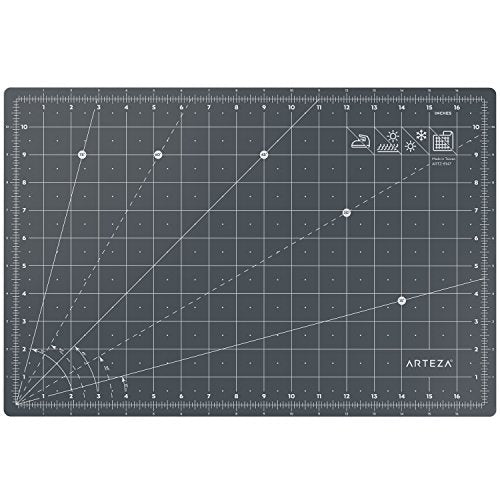 Arteza Self Healing Rotary Cutting Mat, 12"x18" with Grid & Non Slip Surface for Fabric, Paper, Vinyl, Plastic, Eco Friendly, Durable & Flexible, Great for Crafts, Quilting, Sewing, Scrapbooking - size: 12"L x 12"W
