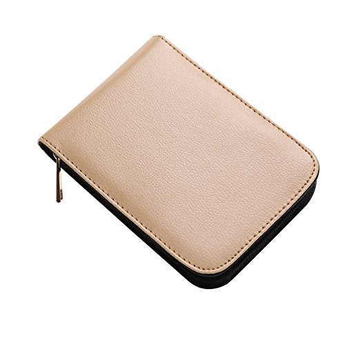 PU Leather Fountain Pen Case Roller Ball Pen Dispaly Holder Bag Pouch Beige 12 - size: Beige for 12 pens