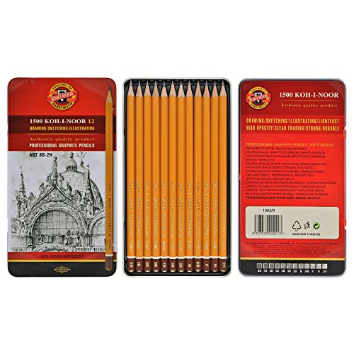 Koh-I-Noor Toison d'Or Graphite Pencil Artist Set, 8B-2H Degrees, 12 Pencils Per Tin, 1 Each (FA1502/11.12) - style: Artist Set in Tin