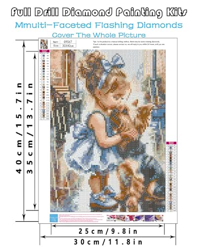 askkqtx Girl and Dog Diamond Art Kits for Adults 12x16 Inch - color: G9567