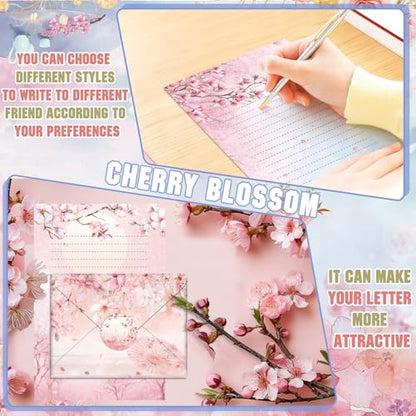 TaoBary 160 Pcs Cherry Blossom Stationery Paper and Envelopes Set - size: 5.5 x 8.25 Inch, style: Cherry Blossom