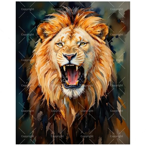 Majestic Lion Paint by Numbers Kit for Adults - DIY Watercolor Lion Portrait Painting on Canvas 16x20 Inches, Acrylic Paint Set, Suitable for Beginners,Wildlife Art for Home Decoration/Gifts - color: FM04325, size: 40×50cm Unframed