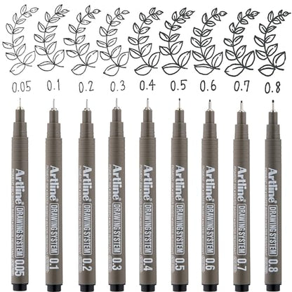 Artline 230 Drawing System Pens, Technical Drawing Pens For Drafting, Illustrating, and More, 0.2mm, 0.4mm, 0.6mm, and 0.8mm Fine Tips - Black, 4-Pack - style: 0.2, 0.4, 0.6, 0.8mm Nib Sizes | 4-Pack