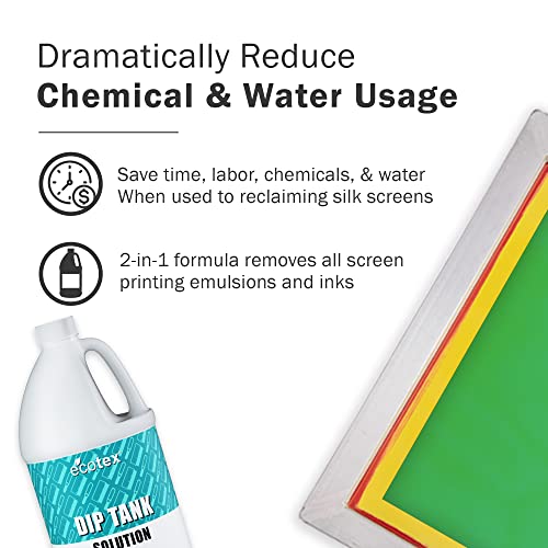 Ecotex® Dip Tank Solution - Emulsion & Ink Remover for Screen Printing, 4GL - size: 4 x 1 Gallon - 128 oz.