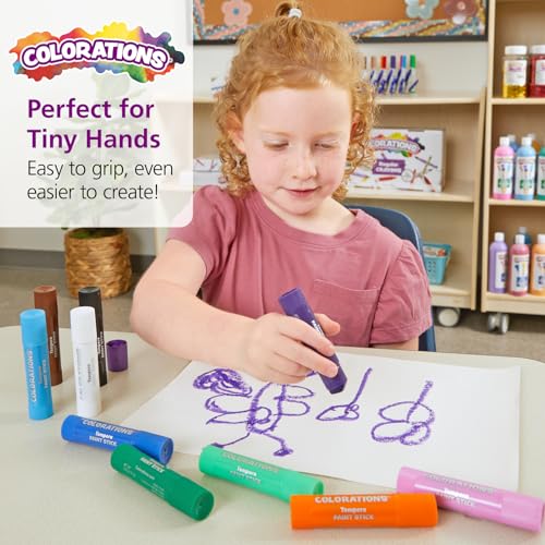 Colorations Tempera Paint Sticks, 144 Pcs, 12 Colors, Non-Toxic, Mess-Free Art Supplies for Kids, Bulk Set for the Classroom - style: Rainbow, 144 PK