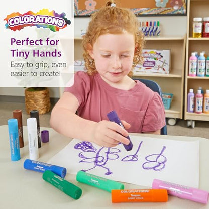Colorations Tempera Paint Sticks, 144 Pcs, 12 Colors, Non-Toxic, Mess-Free Art Supplies for Kids, Bulk Set for the Classroom - style: Rainbow, 144 PK