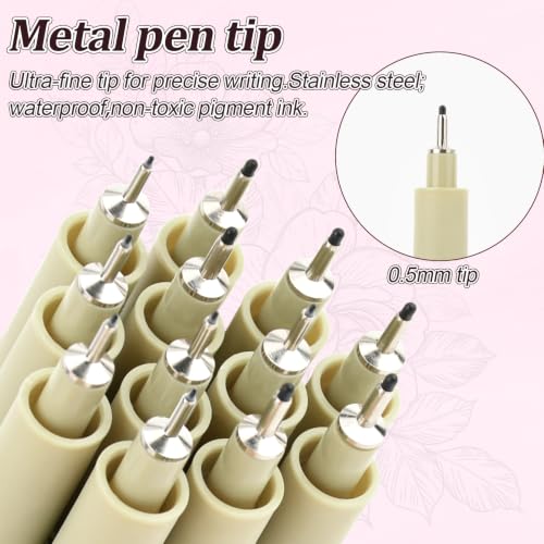 Micro Fineliner Pens 6Pack 0.5mm Extra Fine Point Black Waterproof Drawing Pens, Archival Pigment Ink Sketching Supplies, Artist Inking Markers for Manga Journaling Illustration - color: 6 Fine Point(0.5mm)