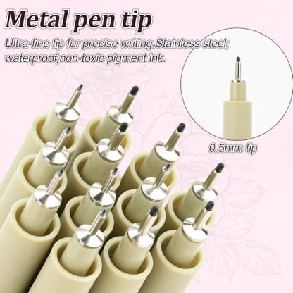 Micro Fineliner Pens 6Pack 0.5mm Extra Fine Point Black Waterproof Drawing Pens, Archival Pigment Ink Sketching Supplies, Artist Inking Markers for Manga Journaling Illustration - color: 6 Fine Point(0.5mm)
