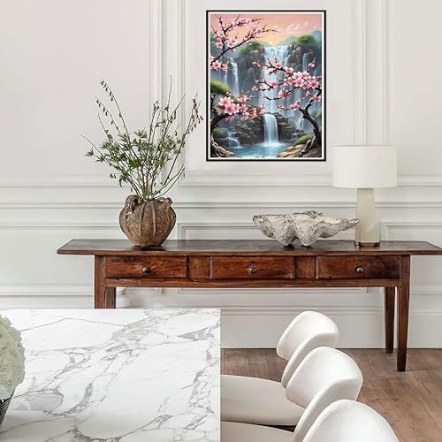Ausanrl Plum Blossom Diamond Art Painting-Diamond Painting for Adults,5D Diamond Painting Flowers,DIY Full Drill Diamond Painting Flower Gem Painting and Crafts 12x16inch - color: Plum Blossom, size: 12x16inch(Round diamond painting)
