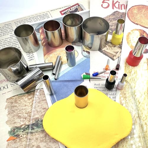 20PCS Stainless Steel Clay Cutter Round Circle Shape Cutter Ceramics Dotting Baking Ring Mold Cutter for Polymer Clay Pottery Handmade DIY Craft (20)