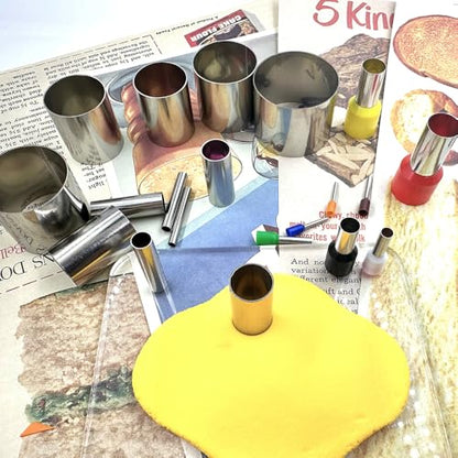 20PCS Stainless Steel Clay Cutter Round Circle Shape Cutter Ceramics Dotting Baking Ring Mold Cutter for Polymer Clay Pottery Handmade DIY Craft (20)