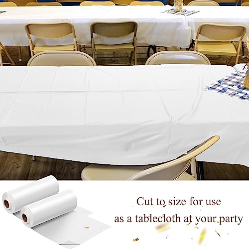 Moukeren 2 Roll Plastic Tablecloth Wedding Circus Party,White - color: White