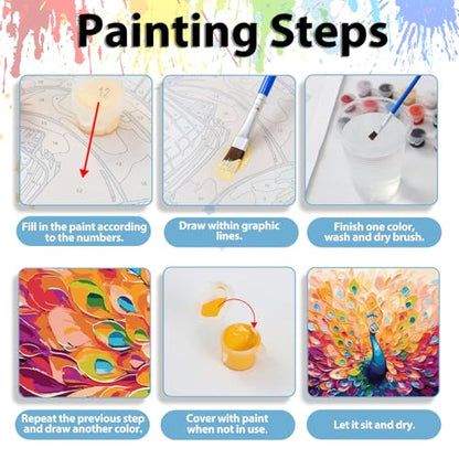 Paint by Number for Adults, Paint by Numbers Kit for Adults 16x16 Inch - color: Peacock