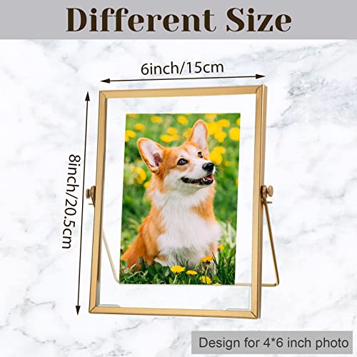 Hoteam 12 Pack 6 x 8 Inches Floating Frame for Photo 4 x 6 Inches, Glass Floating Picture Frame Collection Vintage Metal Minimal Ornate Easel for Wedding Pictures Photos Desk Tabletop Display - color: Gold, size: 4 x 6 Inches
