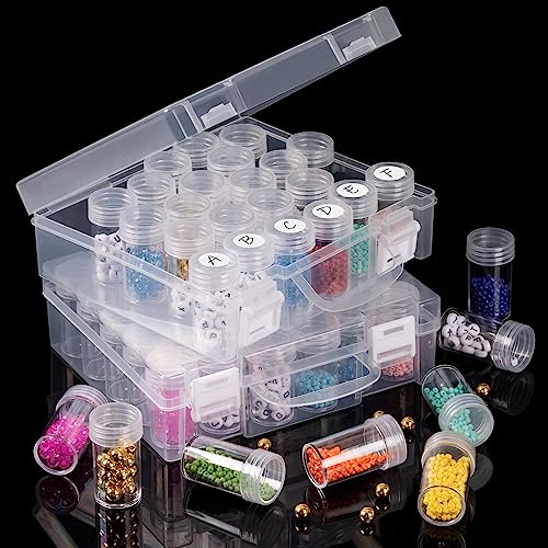 Bead Organizer, Bead Containers, 30 Grids Diamond Painting Storage Containers Clear Bead Organization Diamond Painting Accessories Small Storage Container for Beads Seeds Glitter Rhinestones (2 Pack) - size: The outer box: 16 x 14 x 5.3cm (2 Pack)