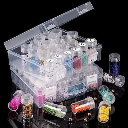 Bead Organizer, Bead Containers, 30 Grids Diamond Painting Storage Containers Clear Bead Organization Diamond Painting Accessories Small Storage Container for Beads Seeds Glitter Rhinestones (2 Pack) - size: The outer box: 16 x 14 x 5.3cm (2 Pack)