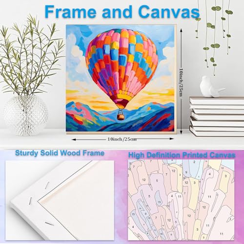 Artunion Framed Paint by Numbers Kit for Adults Beginners & Kids Ages 8-12,Hot Air Balloon Paint by Number with Frame,Abstract Paint by Numbers Kit on Canvas 10 * 10 Inch Without Easel - color: ZXT-336-F