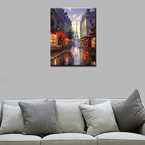 Tucocoo Paint by Number France Street Scenery Street Town Landscape DIY Painting On Canvas with Brushes Acrylic Paints Paint by Numbers for Adults and Kids Students Beginner 16x20 Inch（Without Frame） - color: Scenery 01, size: 16''x20''(Frameless)