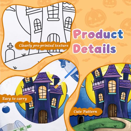 Anseal 12 Packs Pre Drawn Canvas to Paint, 4" X 4" Halloween Pre-Printed Paint Party for Painting, Pre Stretched Canvas Outline Painting Boards for Paint Lovers, Party Favor - style: Halloween