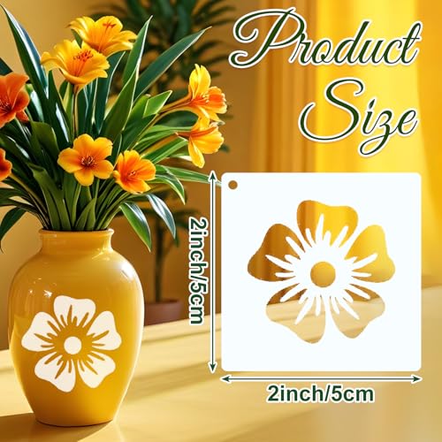 100 Pcs Small Stencils for Crafts, 2 Inch Reusable Cute Stencils for Painting on Wood DIY Craft for Drawing Templates Wall Home Decor Canvas Fabric (Flowers) - style: Flowers