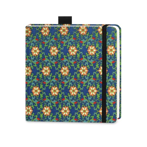 5x5 Watercolor Sketchbook,Mixed Media Pad,Travel Portable Drawing Journal | 140LB/300gsm 20Sheets/40Pages Watercolor Paper,Cold Press,Cloth Fabric Hardcover,Sewing Binding,Lay-Flat.Azure Bloom - color: 300gsm-Azure Bloom