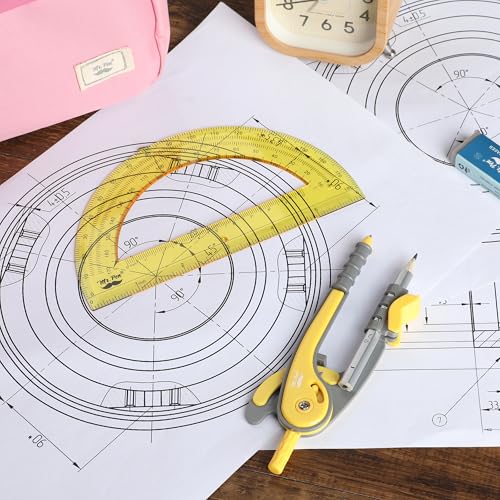 Mr. Pen- Geometry Compass and Protractor Set, 6 Inch Compass - color: Yellow, size: 1 Set