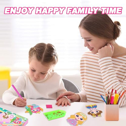 Labeol Arts and Crafts for Kids - Creat Your Own GEM Keychains-5D Diamond Painting by Numbers GEM Kits for Kids Girls Toddler Age 6-7 6-8 10-12 - style: Princess