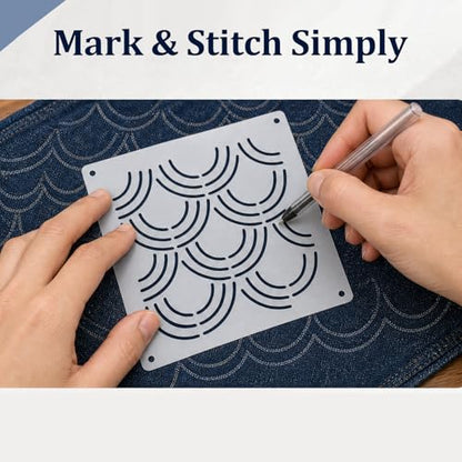 25 Pcs Sashiko Stencil, 4.7 X 4.7 Inch Plastic Sashiko Template Geometric Embroidery Patterns, Fabric Embroidery Stencils Quilting Templates Drawing Line for Hand Quilting Mending Supplies