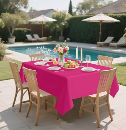 HEIPINIUYE 2 Pack Hot Pink Tablecloth Disposable 54 x 108 Inch Hot Pink Plastic Table Cloth Disposable Waterproof Rectangle Table Cover for Party Birthday Camping Picnic Tablecloths - color: Hot Pink Rectangle Tablecloth, size: 2 Pack
