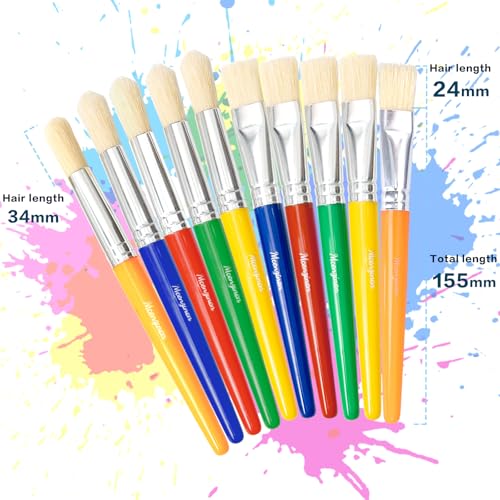 Kids Paint Brushes Set, 20 Pack Brushes for Children and School | Washable Round & Flat Art Brushes Perfect for School Painting & Home Crafts - size: 20PCS