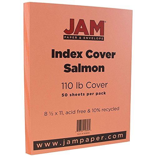 JAM PAPER Vellum Bristol 110lb Index Cardstock - 8.5 x 11 Coverstock - 241 GSM - Salmon - 50 Sheets/Pack - color: Salmon Pink, size: 8.5" x 11"
