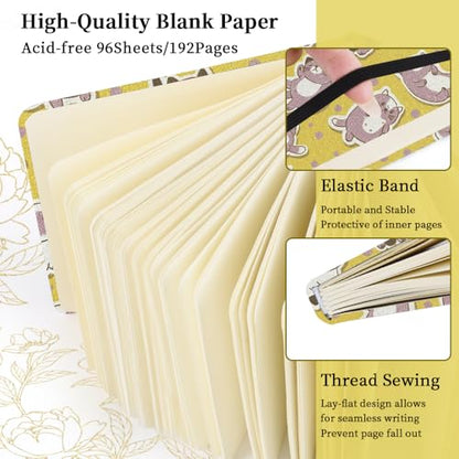 4.8" Pocket Sketch Book,80gsm Hardcover Art Sketchbook for Drawing Journal - color: Cloth Cover-4.8x4.8in-Yellow Cat
