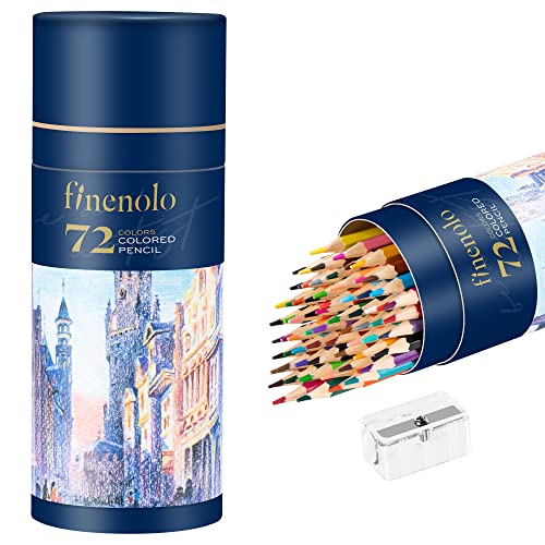 finenolo 72 Colored Pencils for Adult Coloring Books | Soft Core, Art Drawing Pencils for Artists Beginners, Coloring Pencils Set with Sharpener for Coloring, Sketching, Painting - size: 72 Count (Pack of 1)